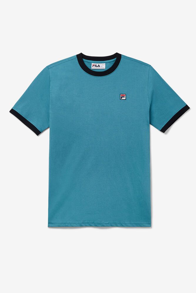 Fila T-Shirt Mens Blue Marconi Ringer - Ireland 83057-MNAT